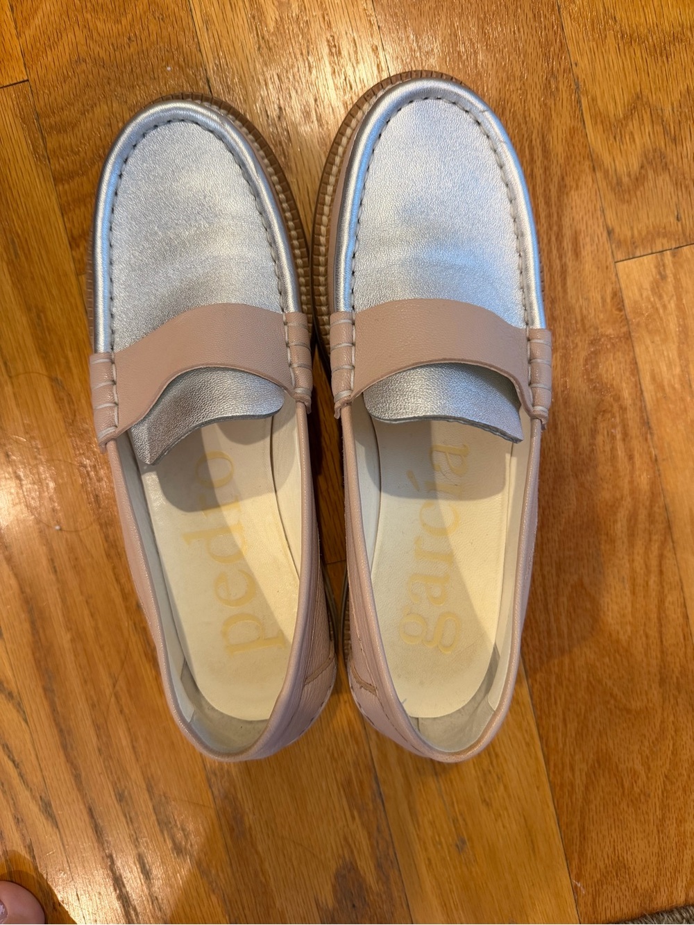 Pedro Garcia Blush pink and Silver Leather Stina Loafers